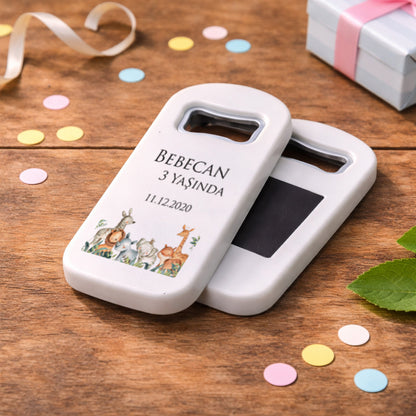 Kişiye Özel Safari Temalı Bebek Açacak Magnet | Minimal Doğum Günü Hediyelik