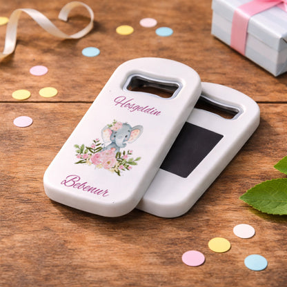 Kişiye Özel Fil Temalı Açacak Magnet – Hoşgeldin Bebek Hediyelik