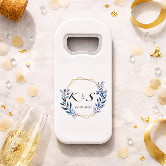 Monogram Düğün Magnet Açacak | Altın Çerçeveli Kişiye Özel Tasarım