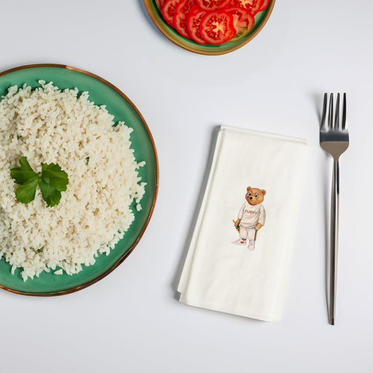 Şampanyalı Ayıcık Baskılı Kağıt Peçete 33x33 cm Solventsiz, İpeksi Dokulu – Kidzia