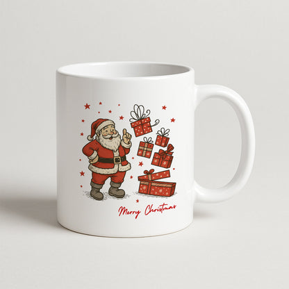 Retro Noel Baba Merry Christmas Temalı Hediyelik Baskılı Kupa