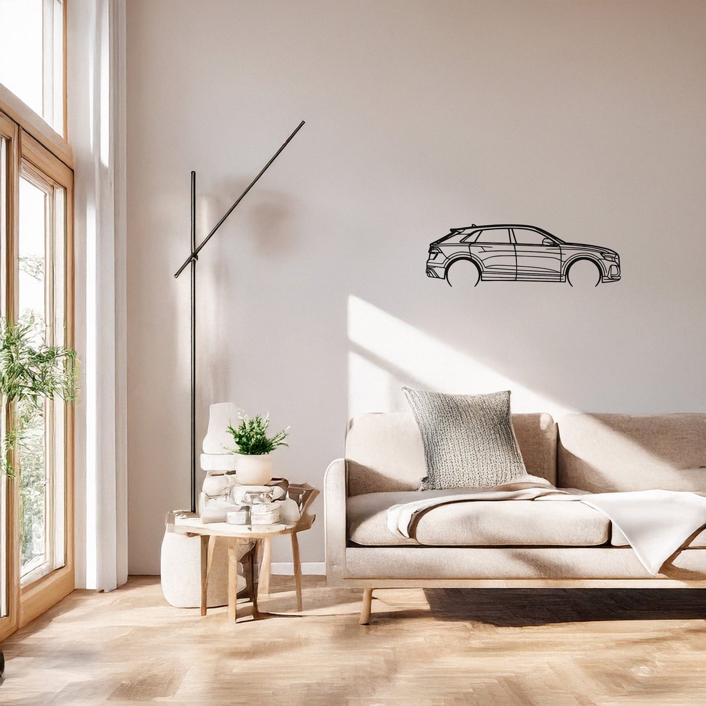 Audi Q8 Metal Duvar Tablosu – Elektrostatik Siyah Boyalı Modern SUV Dekoru