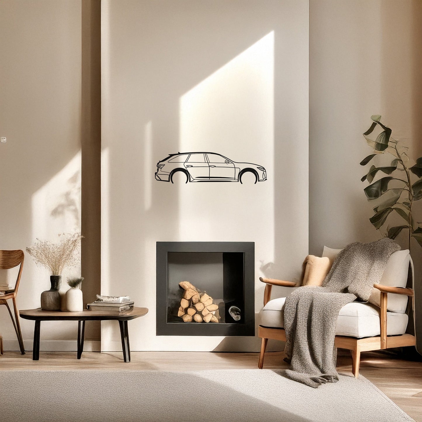 Audi Metal Duvar Tablosu – Elektrostatik Siyah Boyalı Modern Otomobil Dekoru