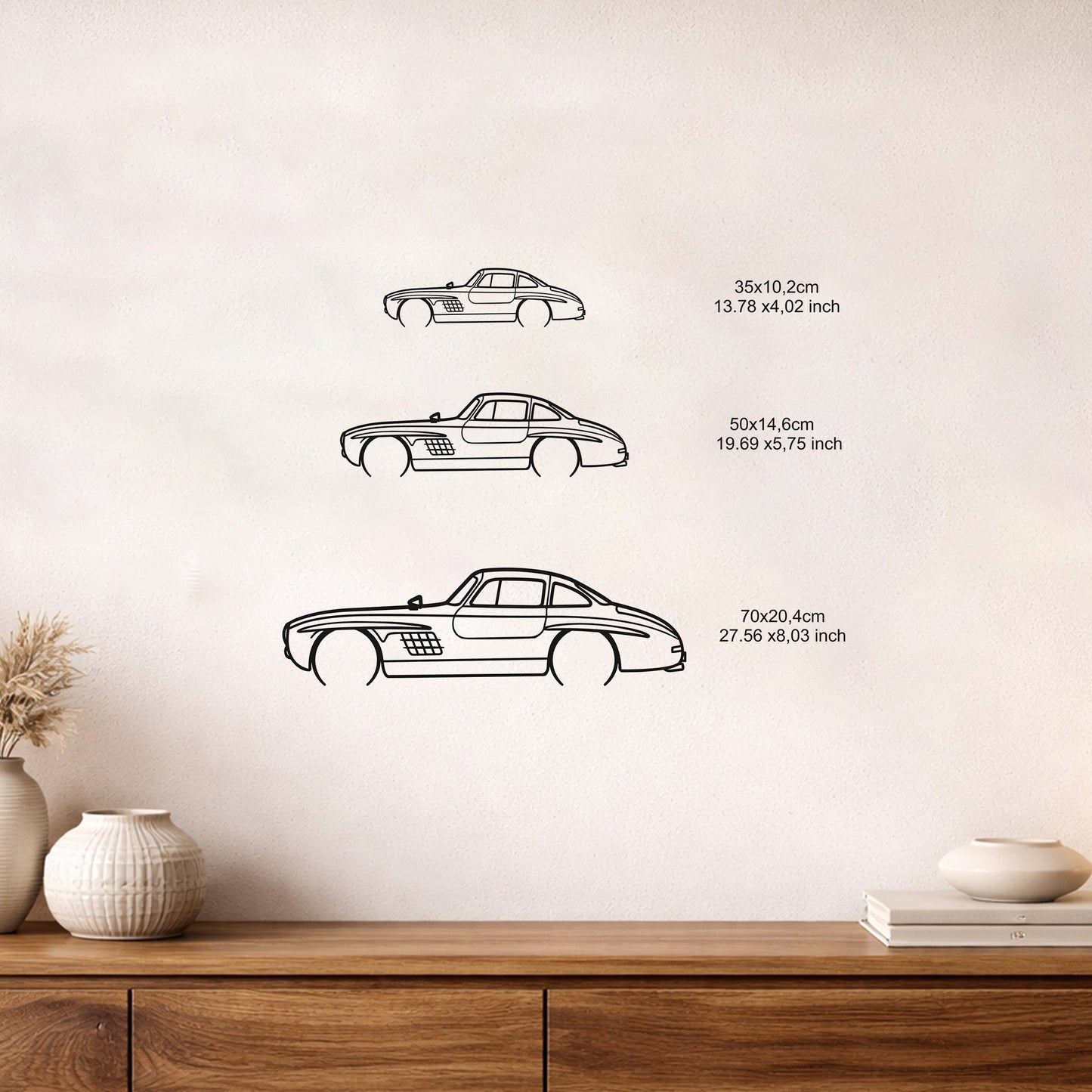Klasik Mercedes 300 SL Martı Kanat Metal Tablo - Retro Otomobil Sanatı