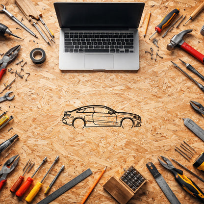 Mercedes E 53 AMG Metal Duvar Tablosu Lüks Araba Silüeti Metal Dekorasyon