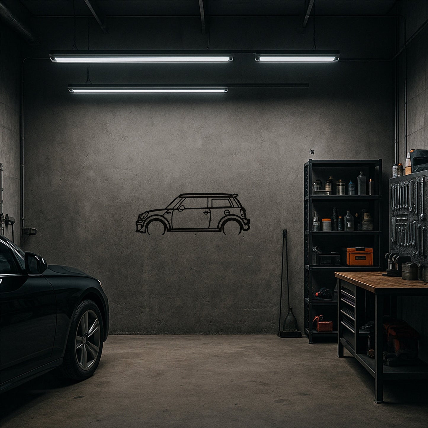 Mini Cooper Metal Duvar Tablosu İkonik Tasarım Metal Araba Duvar Dekoru