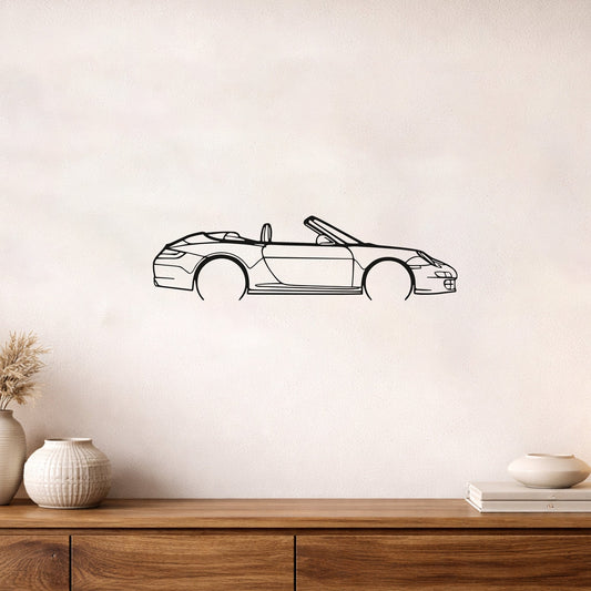 Porsche 911 Cabriolet 997 Metal Duvar Tablosu Şık Otomobil Silüeti