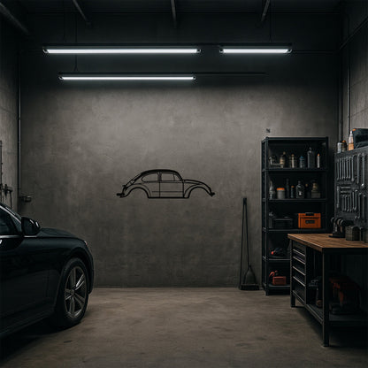 Volkswagen Beetle Tosbağa Metal Duvar Tablosu - Klasik Araba Dekoru