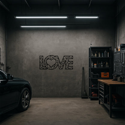 Geometrik LOVE Yazılı Kalp Figürlü Metal Duvar Tablosu
