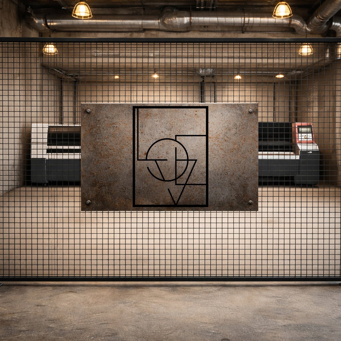 Geometrik Soyut Sanat Metal Duvar Tablosu Modern Ofis Dekoru