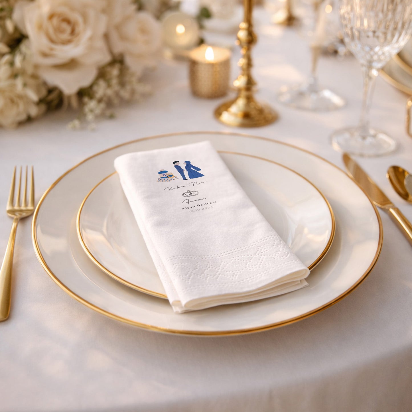 Kübra Nur Nişan Hatırası Tasarımlı Baskılı Peçete