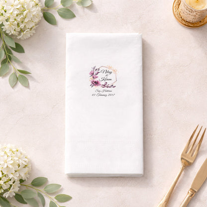 Lavanta ve Yeşillik Temalı Minimal Düğün Peçetesi