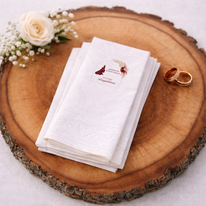Gülsüm'ün Gelin Kınası Modern Bordo Elbiseli Şık Baskılı Peçete