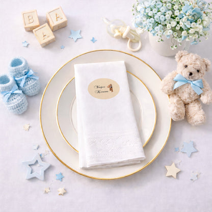 Teddy Bear Temalı Yağız Kerem Kişiye Özel Yuvarlak Peçete Tasarımı