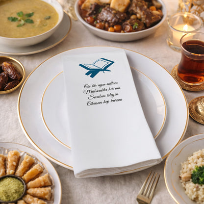 Kidzia Kur’an-ı Kerim Silüeti Ramazan Peçetesi – Mani Yazılı, 33x33 cm Çift Katlı, 20’li Paket