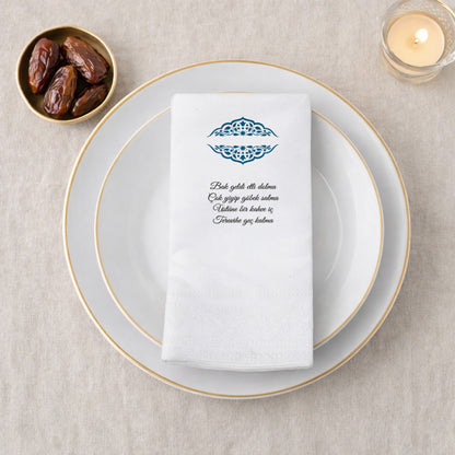 Kidzia Osmanlı Motifli Ramazan Peçetesi – Mani Yazılı, 33x33 cm Çift Katlı, 20’li Paket