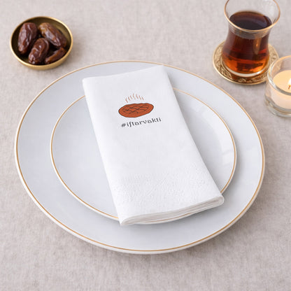 Kidzia İftar Pidesi İlustrasyonlu Ramazan Peçetesi – #iftarvakti Tasarım, 33x33 cm Çift Katlı, 20’li Paket