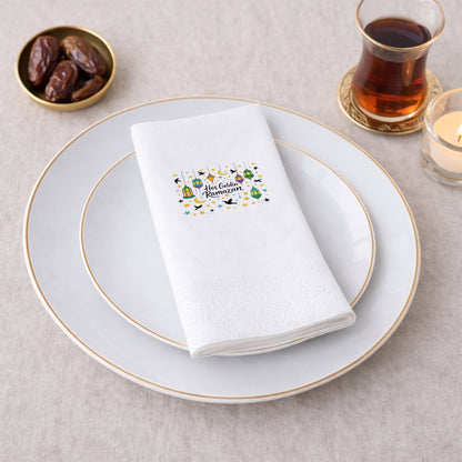 Hoş Geldin Ramazan Baskılı Peçete – Renkli Fener & Yıldız Desenli | 33x33 cm