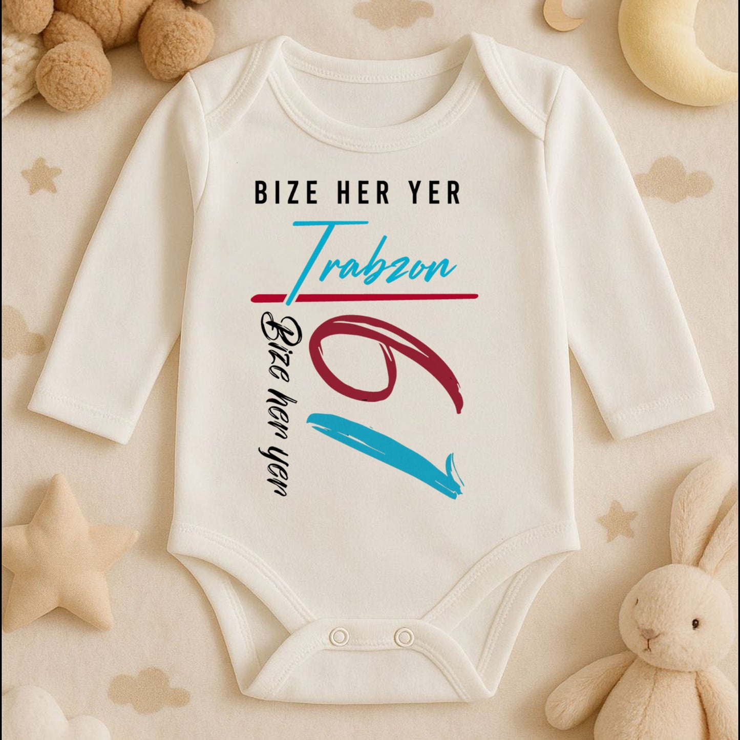 Kişiye Özel Bebek Zıbını – Trabzon Bordo Mavi Tasarım | 1–36 Ay