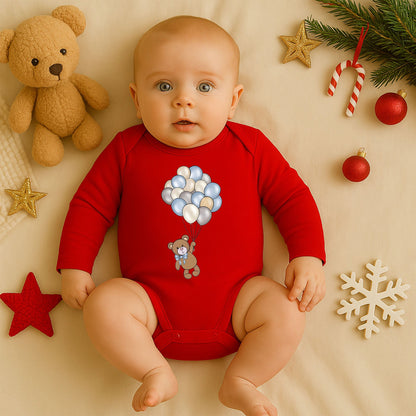 Soft Renk Balonlu Ayıcık Baskılı Bebek Zıbını | Unisex Premium Model | 1–36 Ay