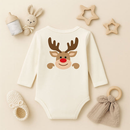 Sevimli Noel Geyiği Desenli Bebek Zıbını – 1–36 Ay | Yılbaşı Temalı
