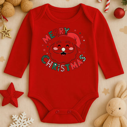 Merry Christmas Noel Baba Baskılı Bebek Zıbını | Yılbaşı Özel Tasarım | 1–36 Ay