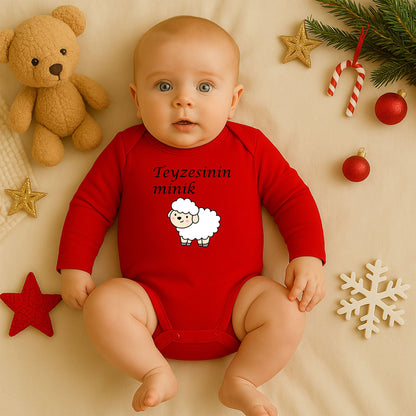 Beyaz Kuzu Tasarımlı Bebek Zıbını | 1–36 Ay, DTF Baskı, Hassas Cilt Uyumlu, Unisex