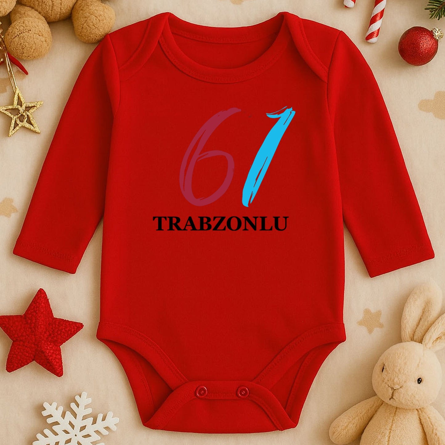 61 Baskılı Bebek Zıbını | 1–36 Ay, DTF Baskı, Numara Temalı Sevimli Tasarım