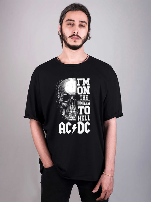 acdc baskılı oversize tişört