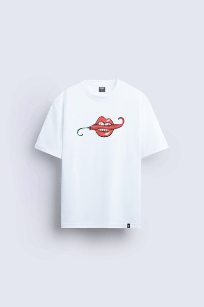 minimal baskılı beyaz oversize tişört