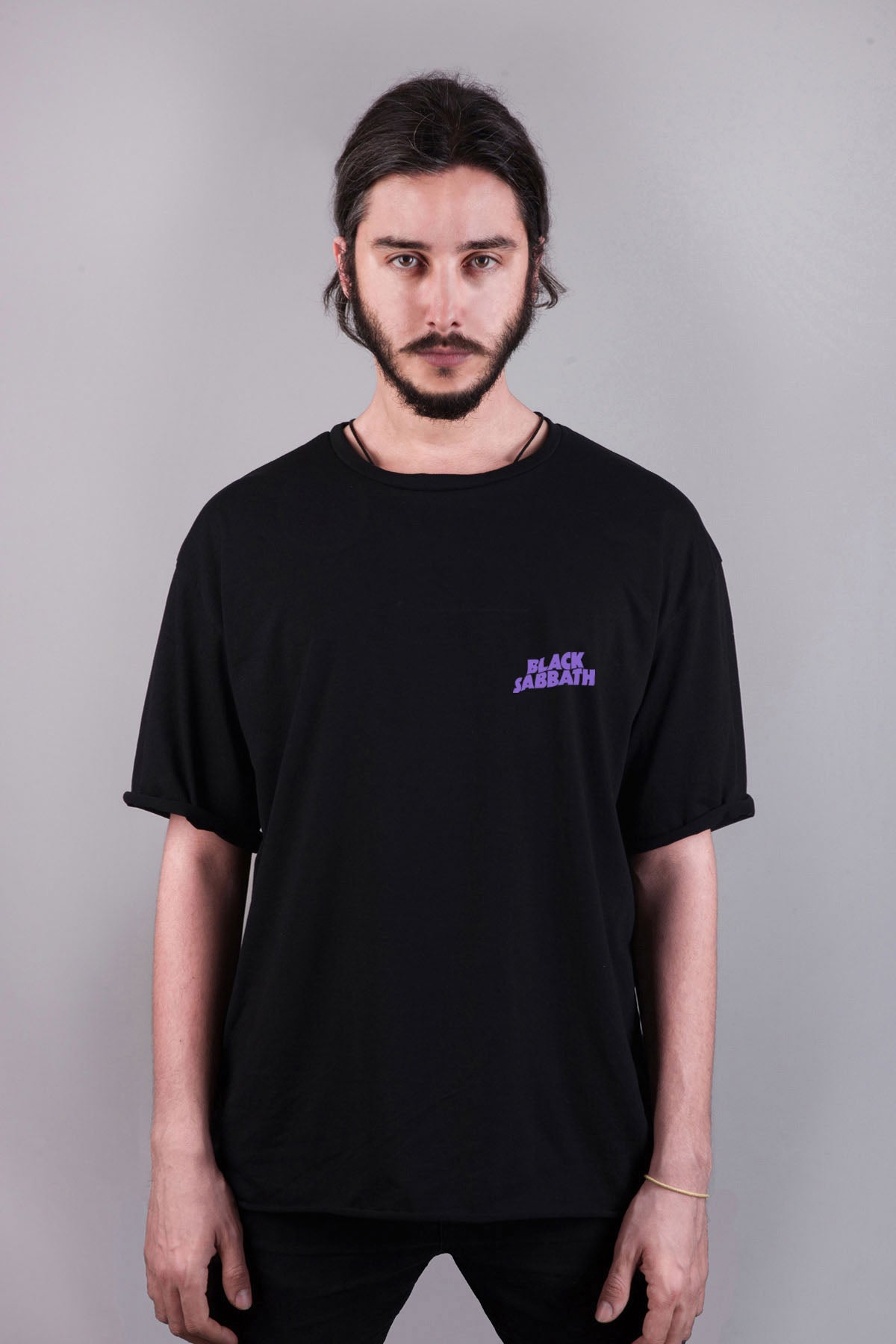Black Sabbath baskılı oversize tişört