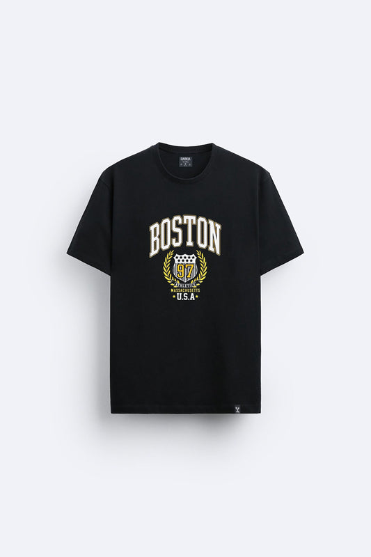 Boston baskılı regular tişört