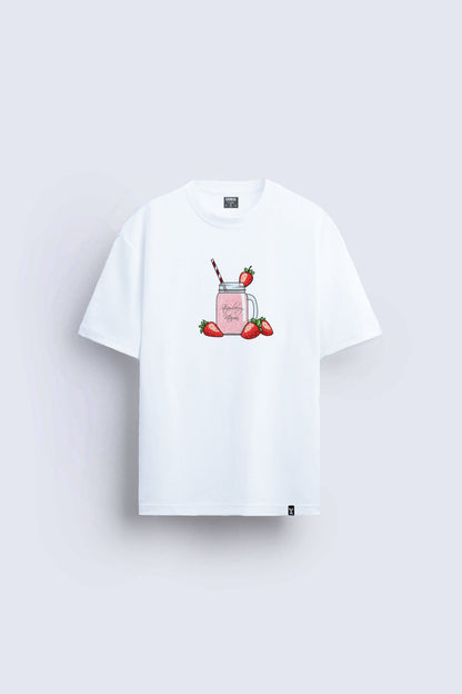 minimal baskılı beyaz oversize tişört