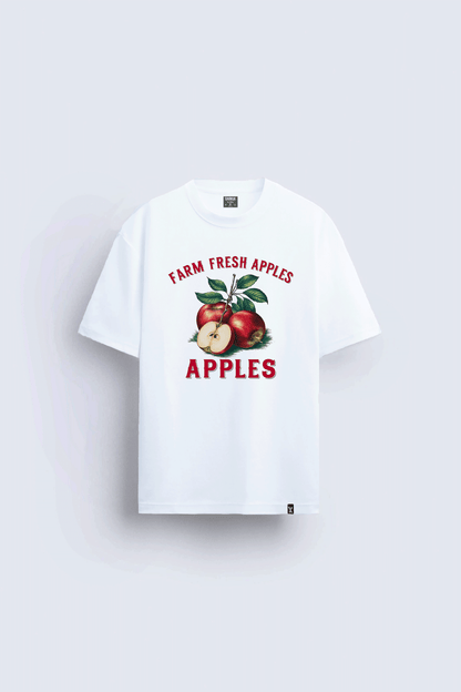 apple baskılı oversize beyaz tişört