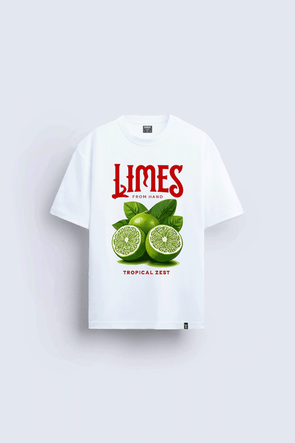 lime baskılı oversize beyaz tişört