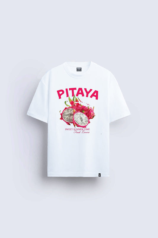 dragon fruit baskılı oversize beyaz tişört