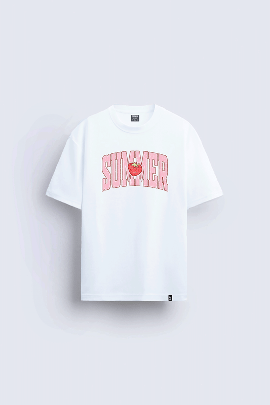 Summer Yaz Koleksiyonu Baskılı Beyaz Tişört