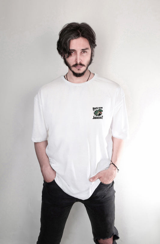 Jurassıc park baskılı oversize tişört