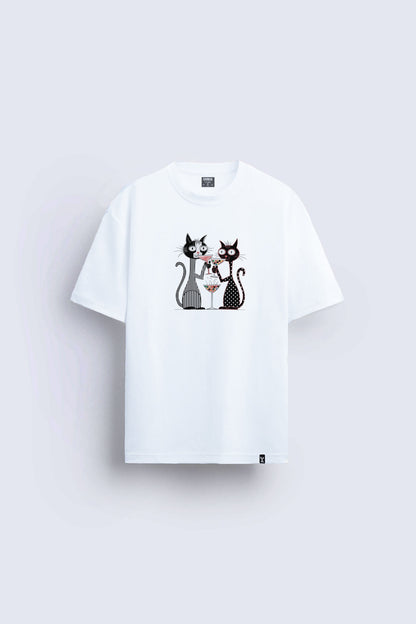Kedi baskılı regular tişört