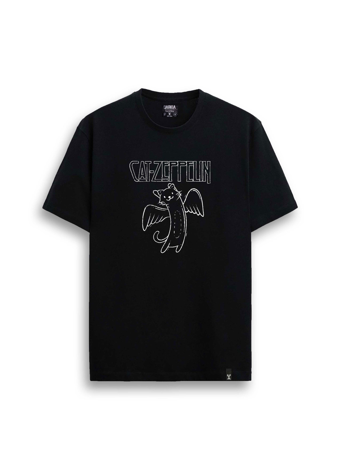 catzeppelin baskılı regular siyah tişört
