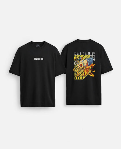 One punch man baskılı oversize tişört