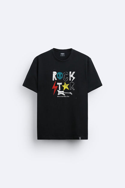 Rock baskılı regular tişört