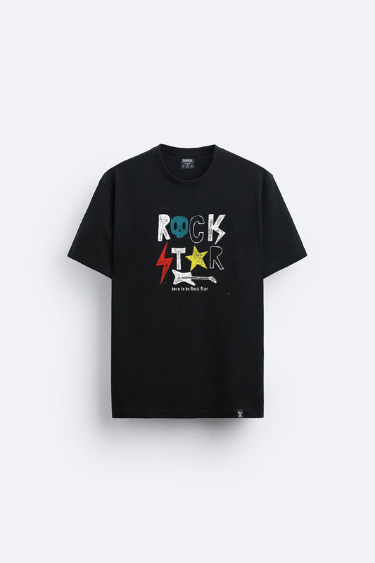 Rock baskılı regular tişört