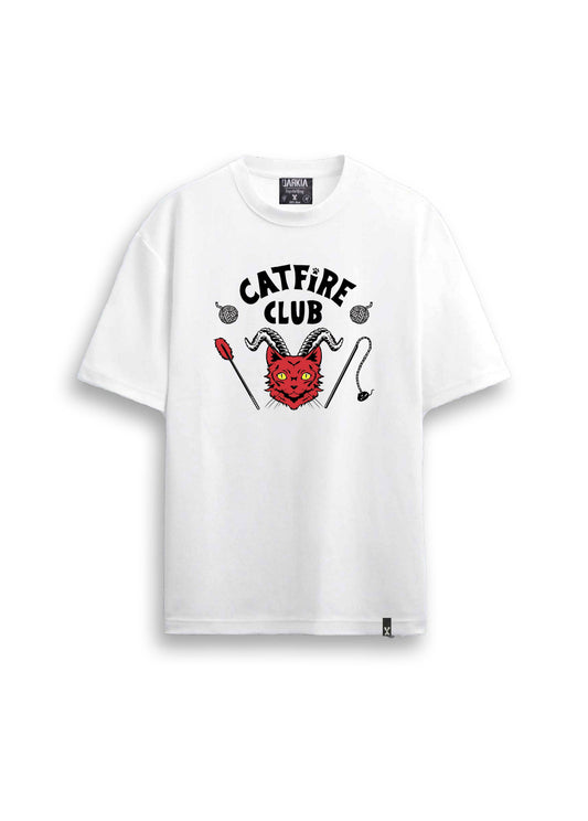 catfire baskılı regular beyaz tişört