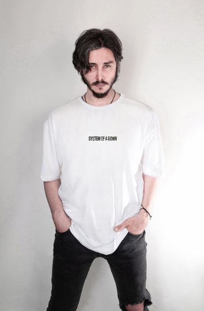 System of  down baskılı oversize tişört