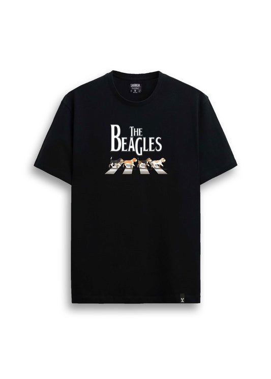 dog beatles baskılı regular siyah tişört