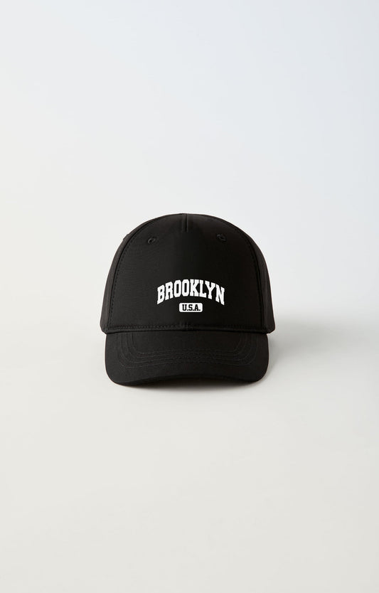 New York Brooklyn Şehir Baskılı Baskılı Ayarlanabilir Siyah Şapka